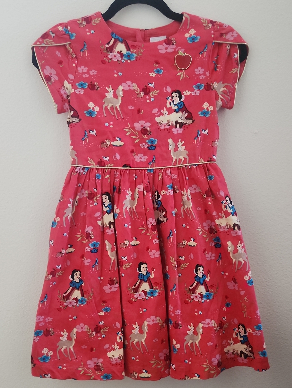 Disney Snow White Red Floral & Deer Print Dress with Apple Pin